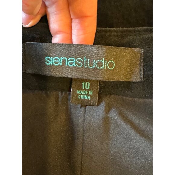 Siena Studio Pants Women 10 Black Suede Leather Zipper Accents Straight Leg - Picture 9 of 13